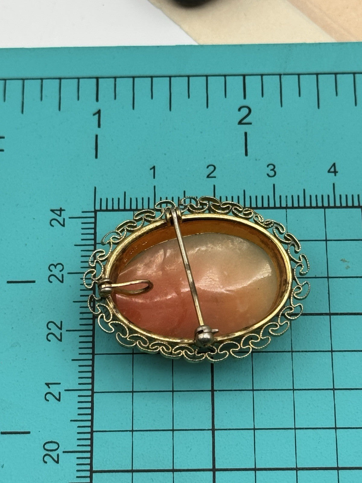 Vintage Gold Filled Carved Cameo Brooch Pendant Filigree Bezel ESTATE FIND