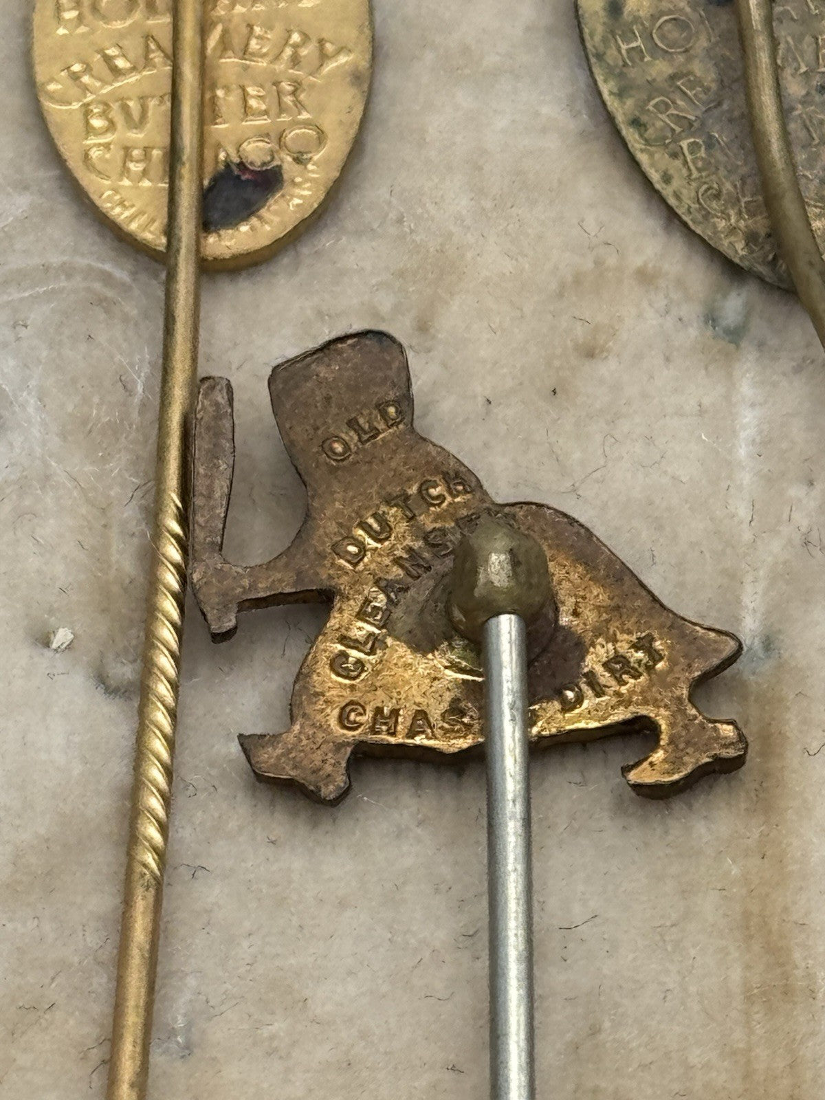 Set Of 3 ADVERTISING Linns Dutch Butter & Dutch Cleaner Stick Pins Enameled