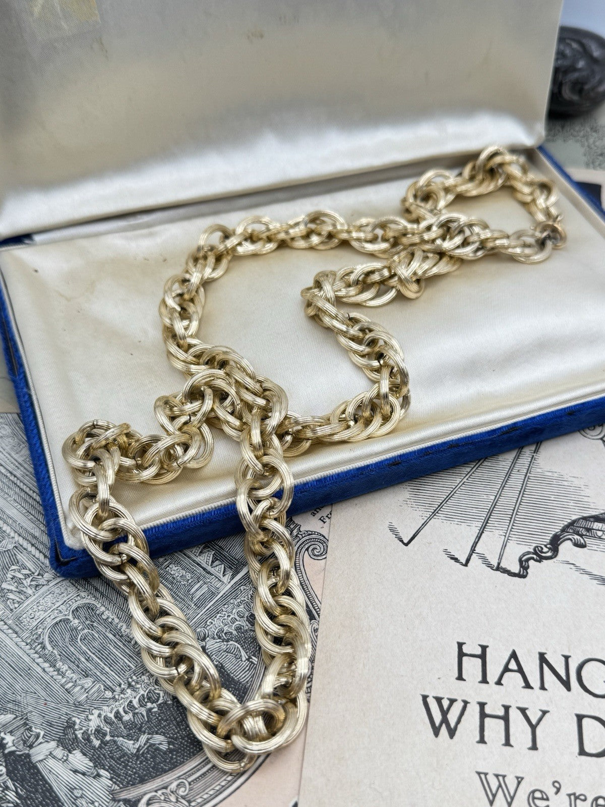 Vintage Goldtone Chain Necklace SIGNED Germany Fashion Statement ESTATE FIND 30”