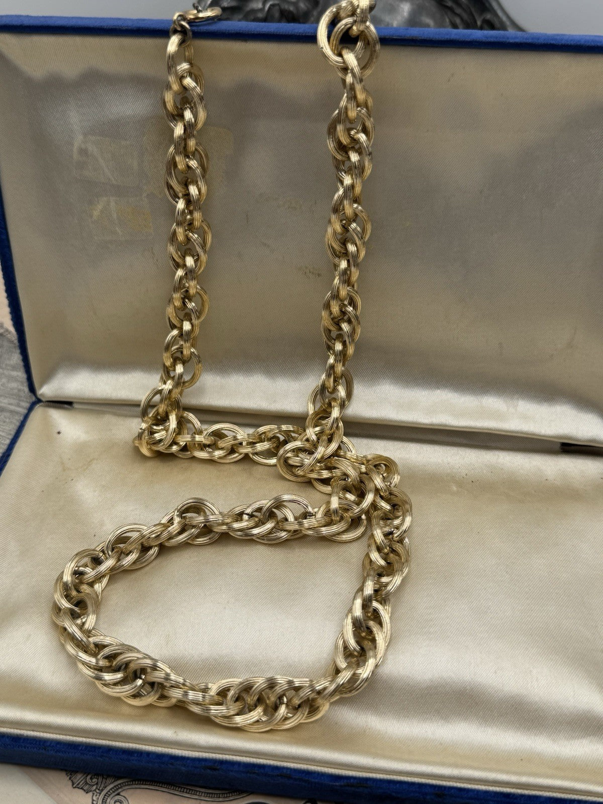 Vintage Goldtone Chain Necklace SIGNED Germany Fashion Statement ESTATE FIND 30”