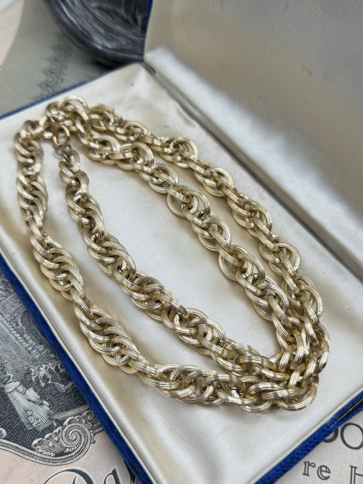 Vintage Goldtone Chain Necklace SIGNED Germany Fashion Statement ESTATE FIND 30”