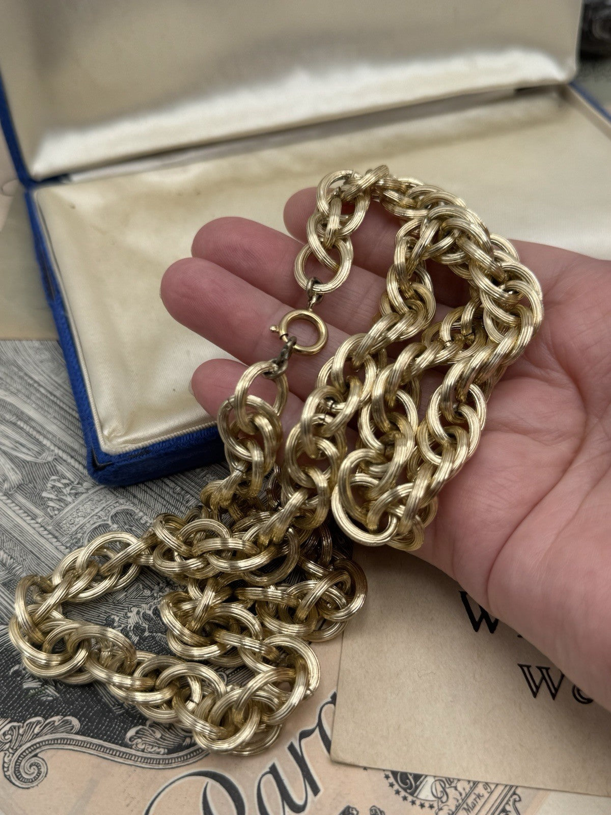 Vintage Goldtone Chain Necklace SIGNED Germany Fashion Statement ESTATE FIND 30”