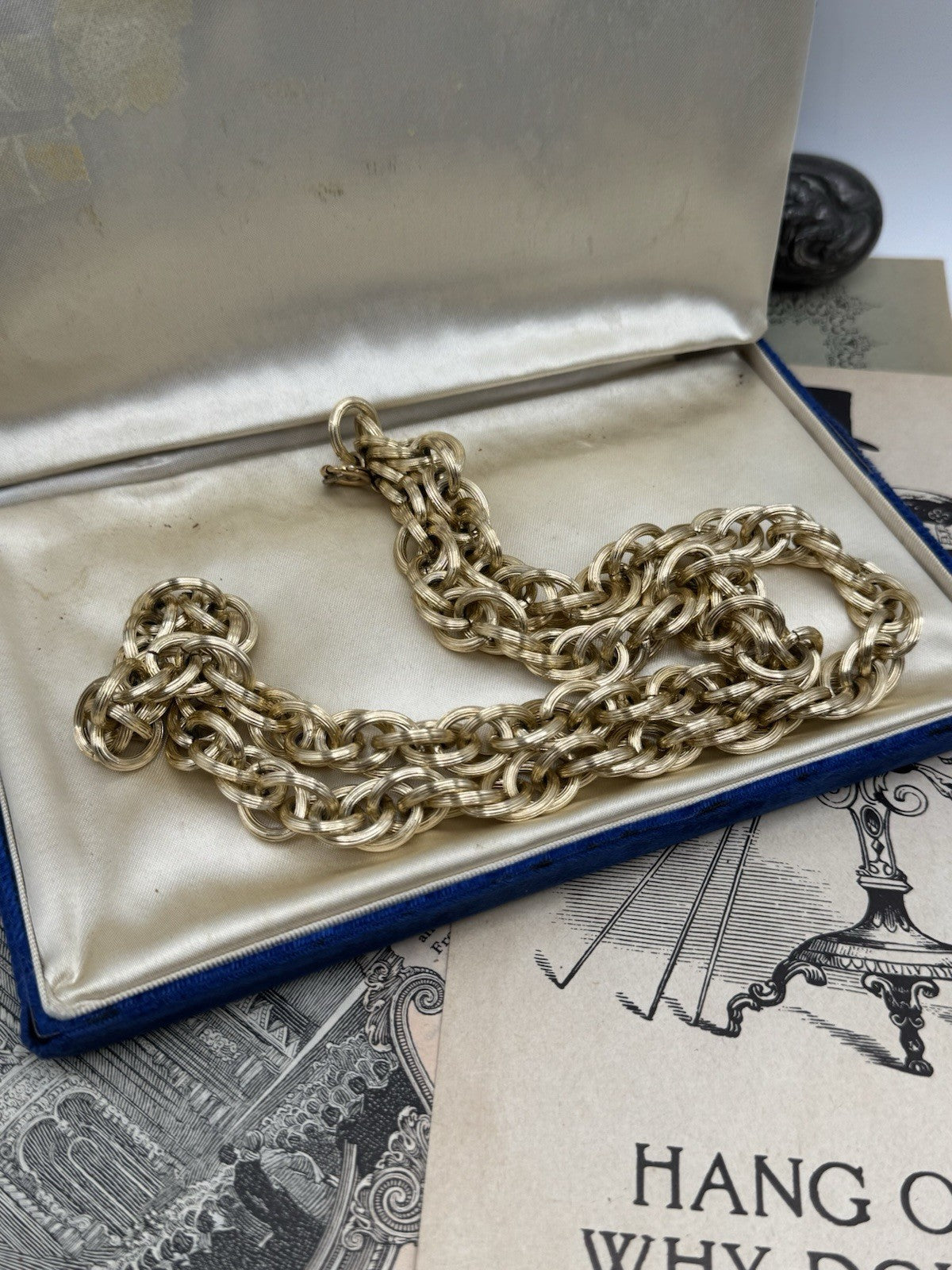 Vintage Goldtone Chain Necklace SIGNED Germany Fashion Statement ESTATE FIND 30”