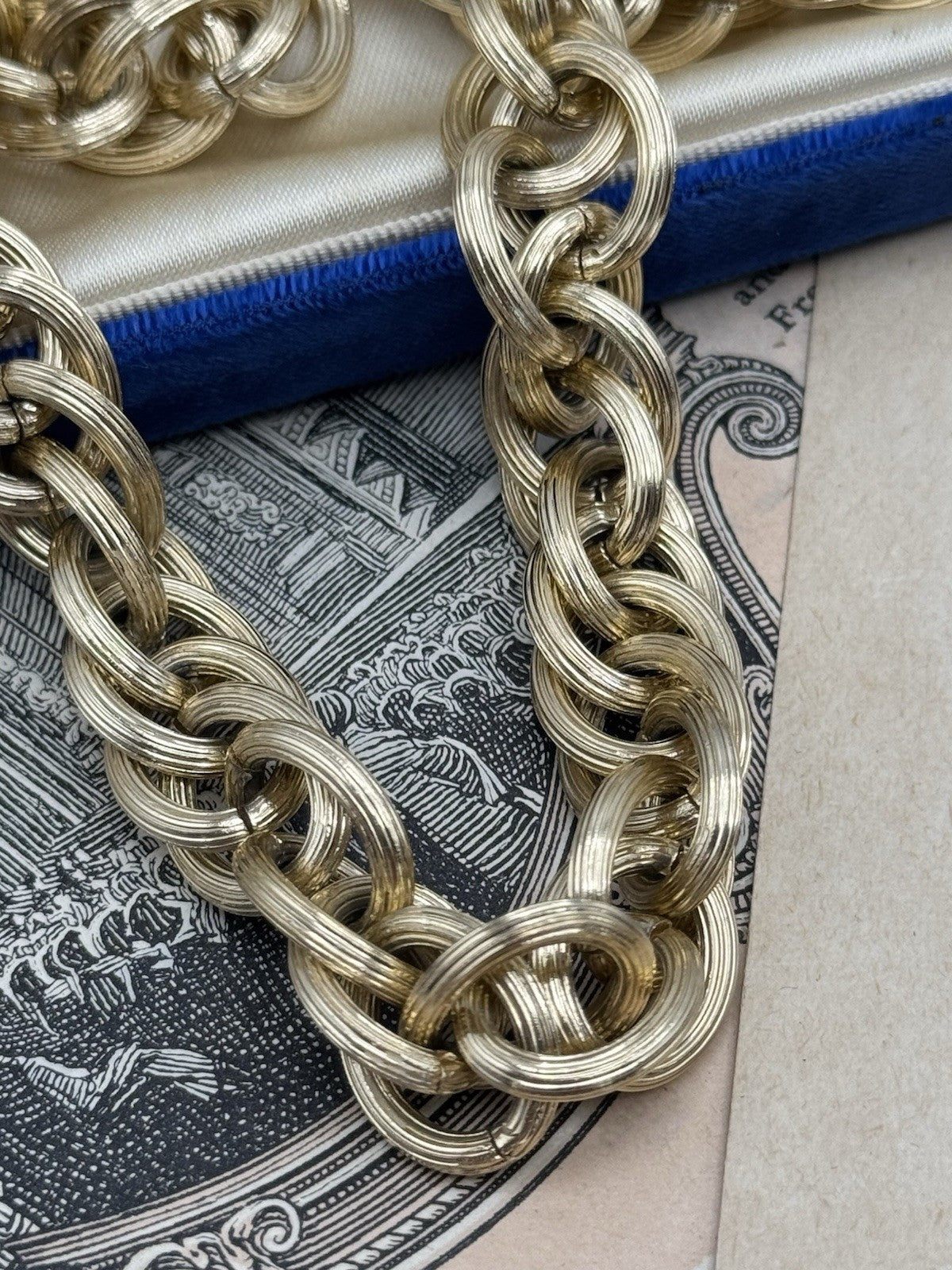 Vintage Goldtone Chain Necklace SIGNED Germany Fashion Statement ESTATE FIND 30”