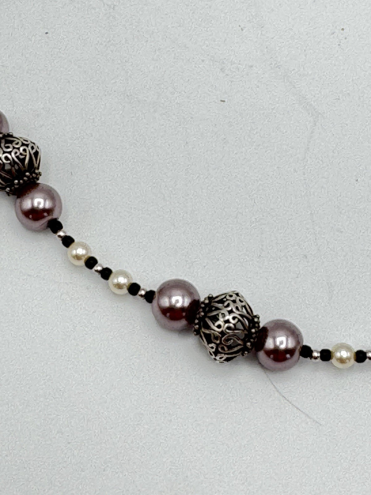 Vintage Beaded Necklace & Earring Set Modern Style Simulated Pearl ESTATE FIND