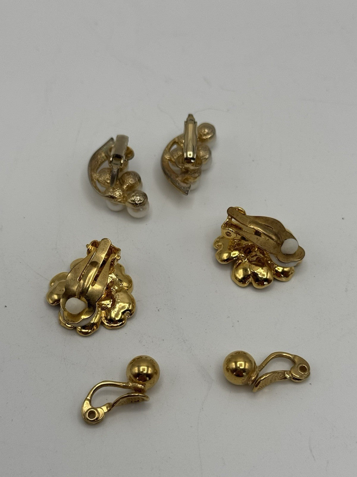 3 Pair VINTAGE Goldtone Clip-on Earrings ESTATE FIND