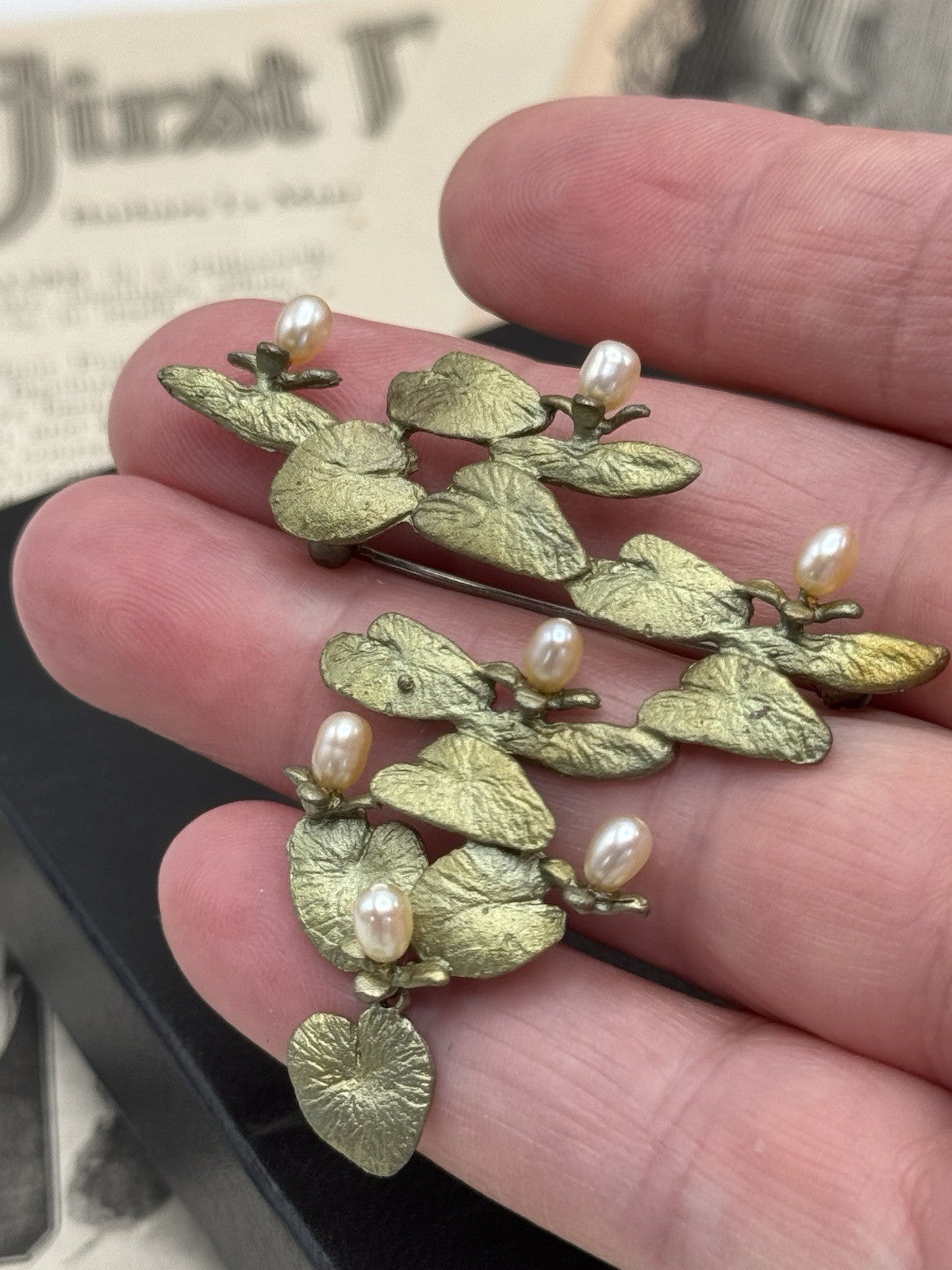 Lillipad Water Lilies Brooch Estate Find With Michael Michaud Card Included ESTATE FIND