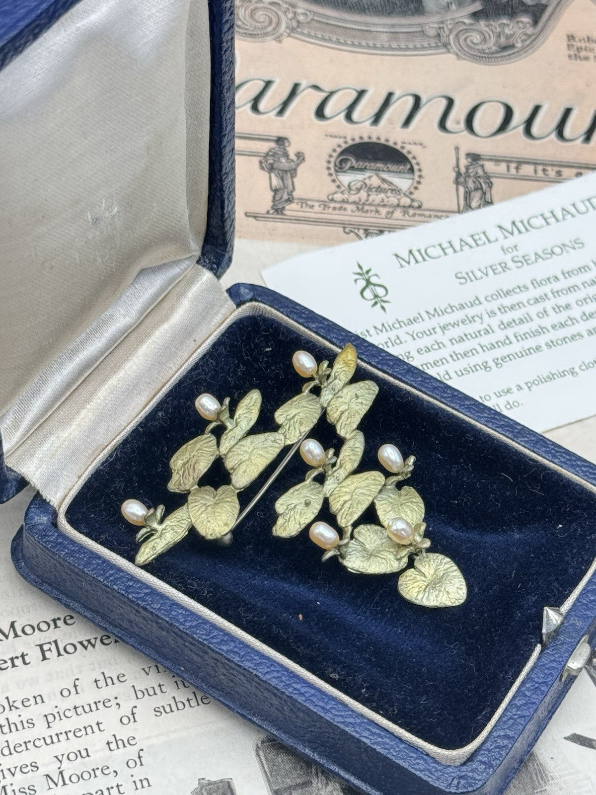 Lillipad Water Lilies Brooch Estate Find With Michael Michaud Card Included ESTATE FIND
