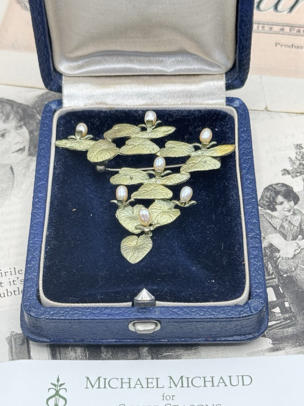 Lillipad Water Lilies Brooch Estate Find With Michael Michaud Card Included ESTATE FIND