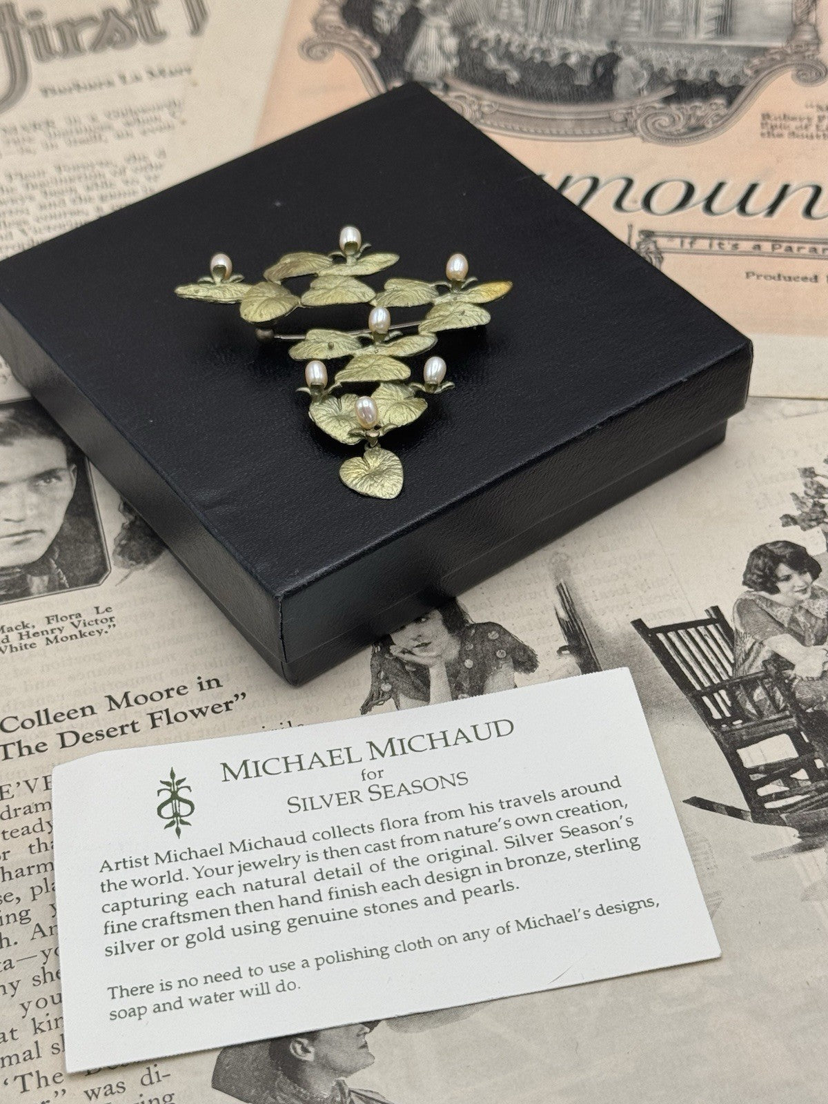 Lillipad Water Lilies Brooch Estate Find With Michael Michaud Card Included ESTATE FIND
