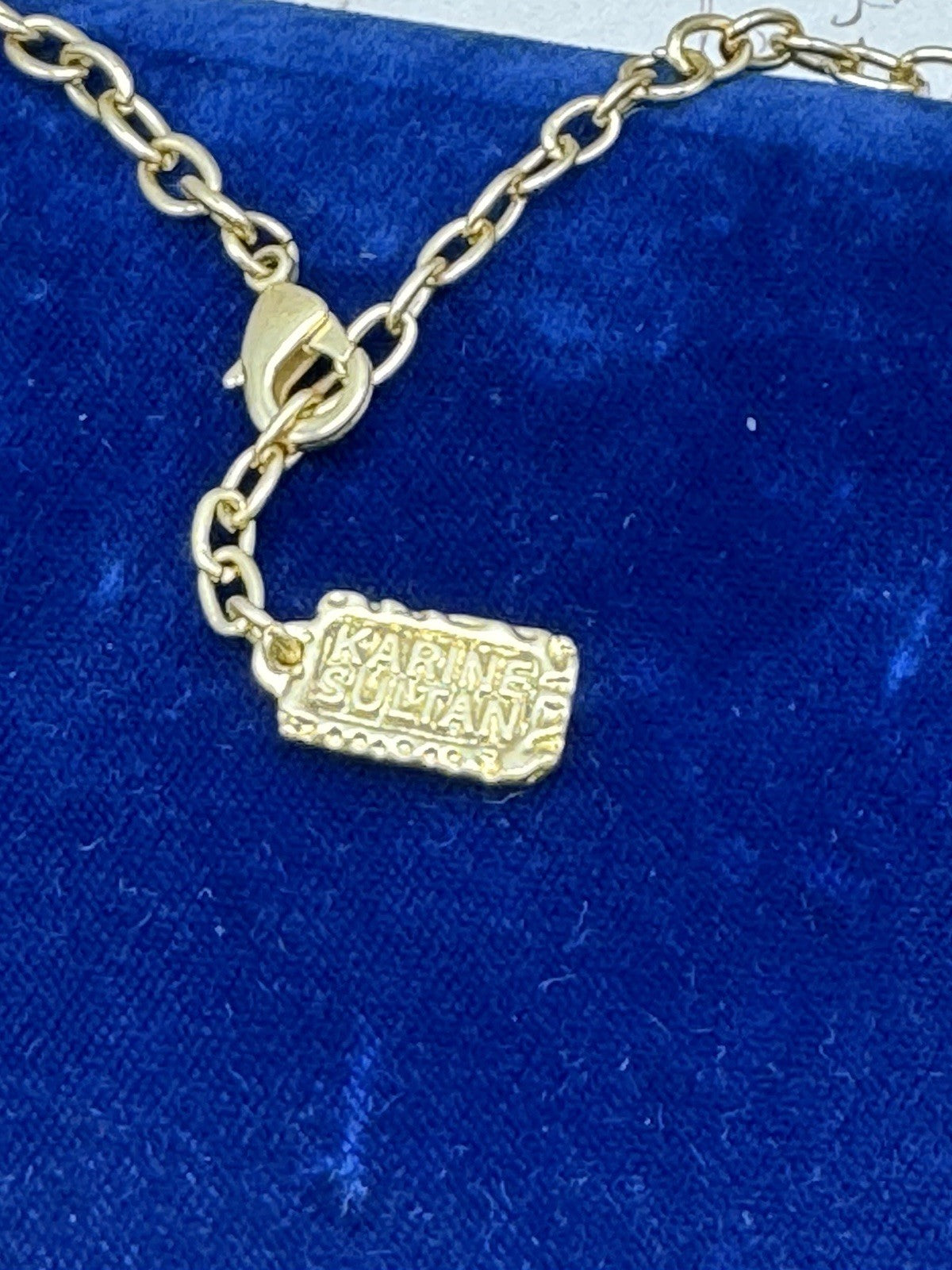 Chunky Karine Sultan Necklace Goldtone Rhinestone Accents ESTATE FIND 19”