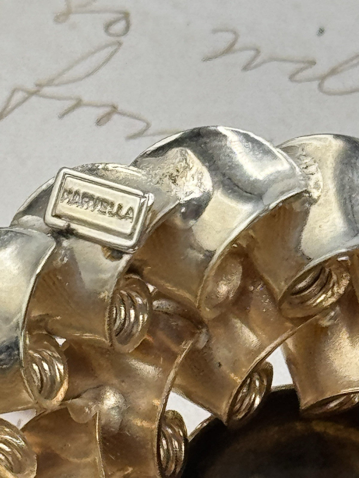 Vintage MARVELLA Signed Goldtone Rosette Swirl Brooch ESTATE FIND