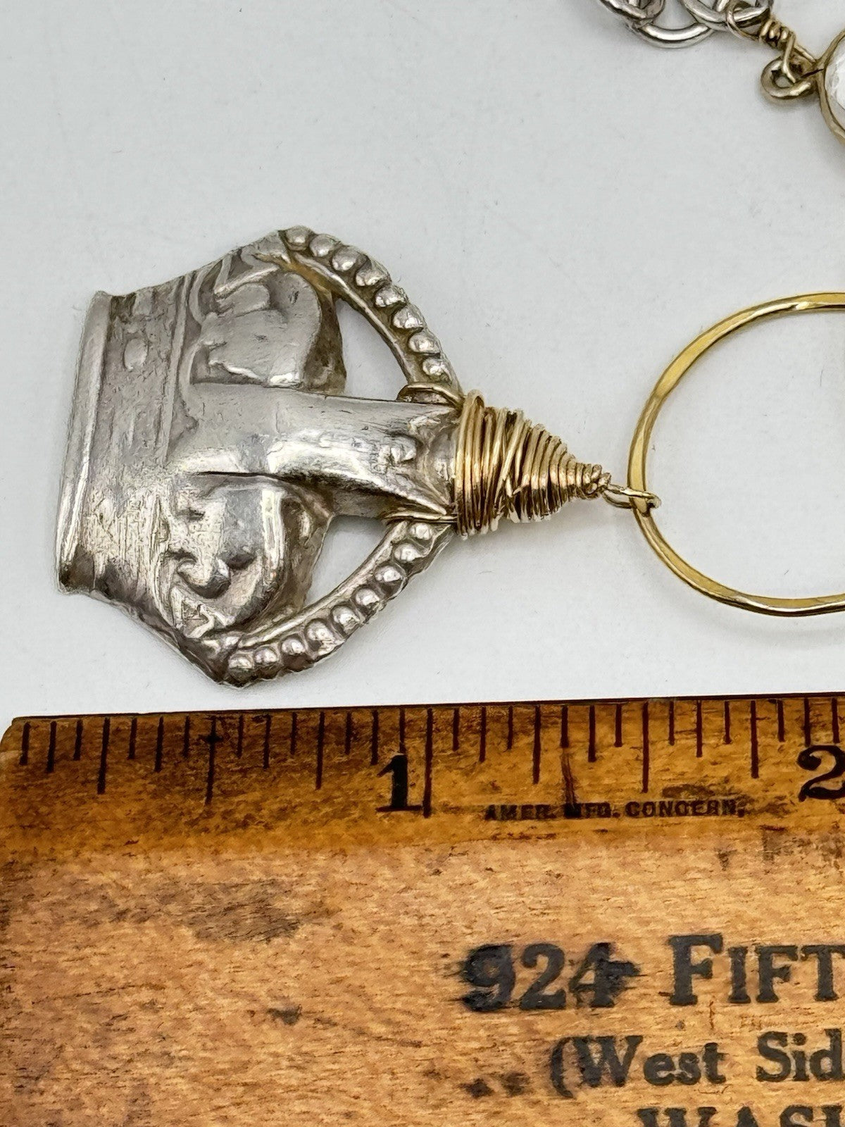Wire Twist Crown Pendant Silver & Goldtone Necklace 19” ESTATE FIND