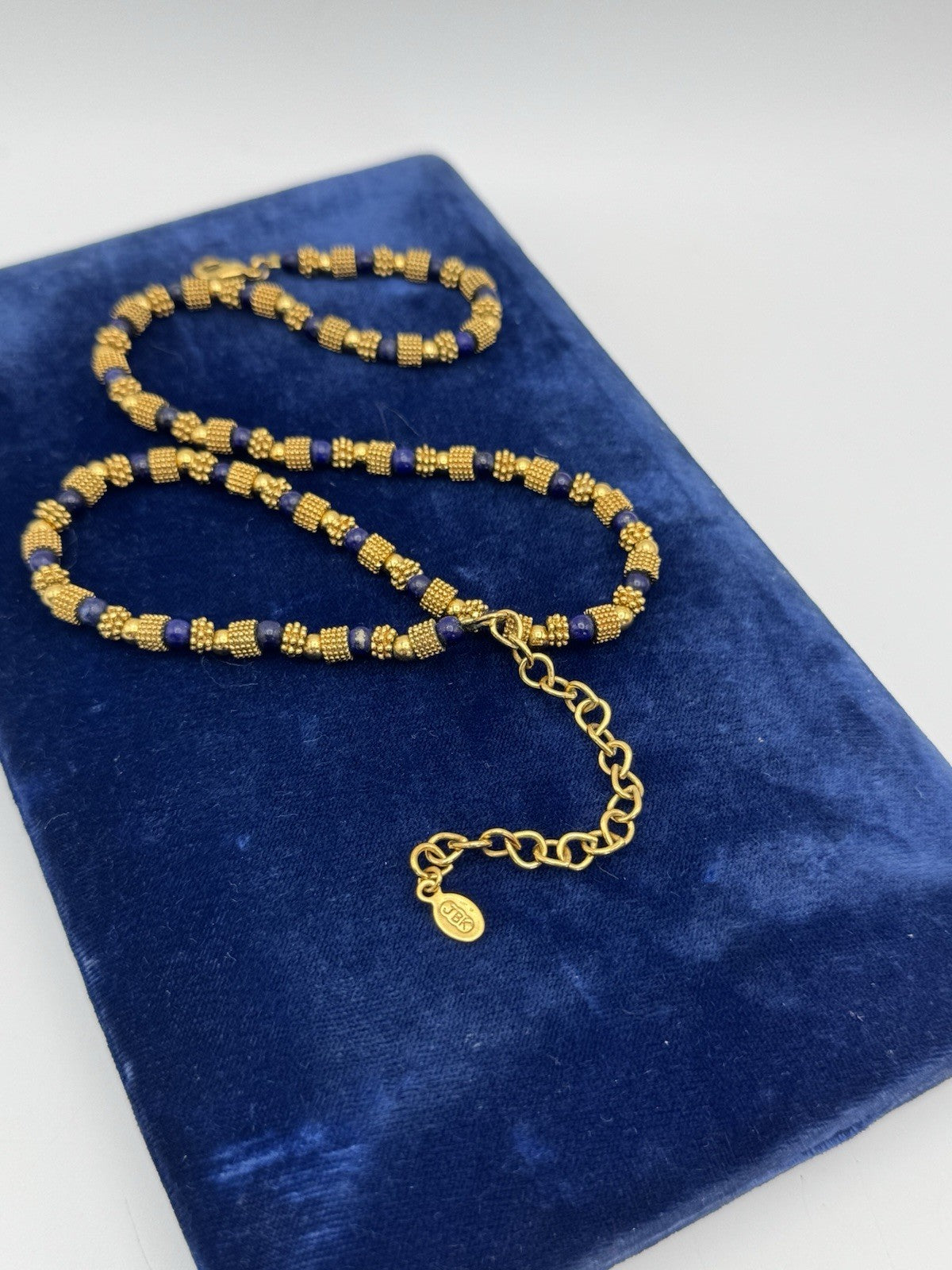 Vintage JBK Lapis Lazuli Gold Plated Beads Necklace Camrose Kross 20”