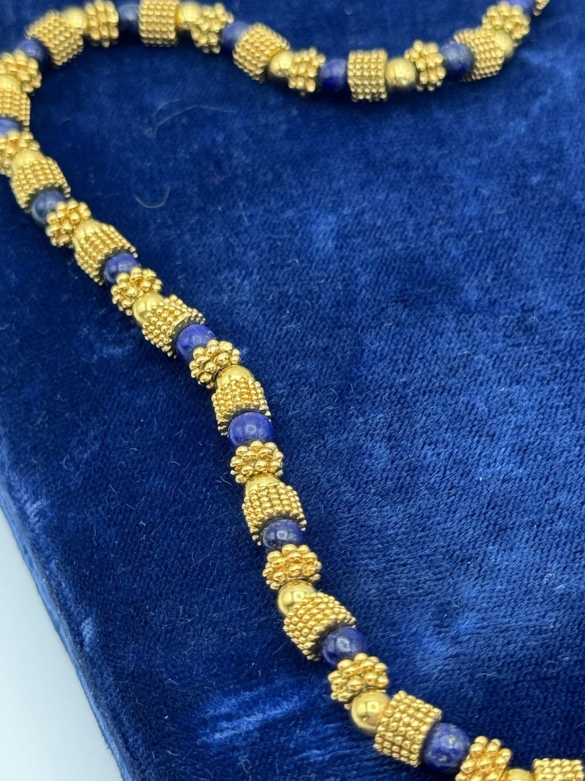 Vintage JBK Lapis Lazuli Gold Plated Beads Necklace Camrose Kross 20”