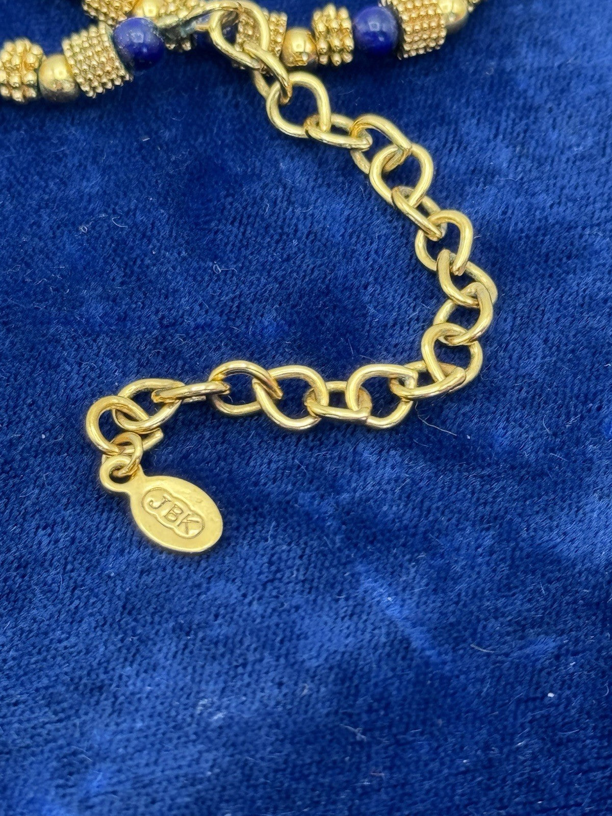 Vintage JBK Lapis Lazuli Gold Plated Beads Necklace Camrose Kross 20”