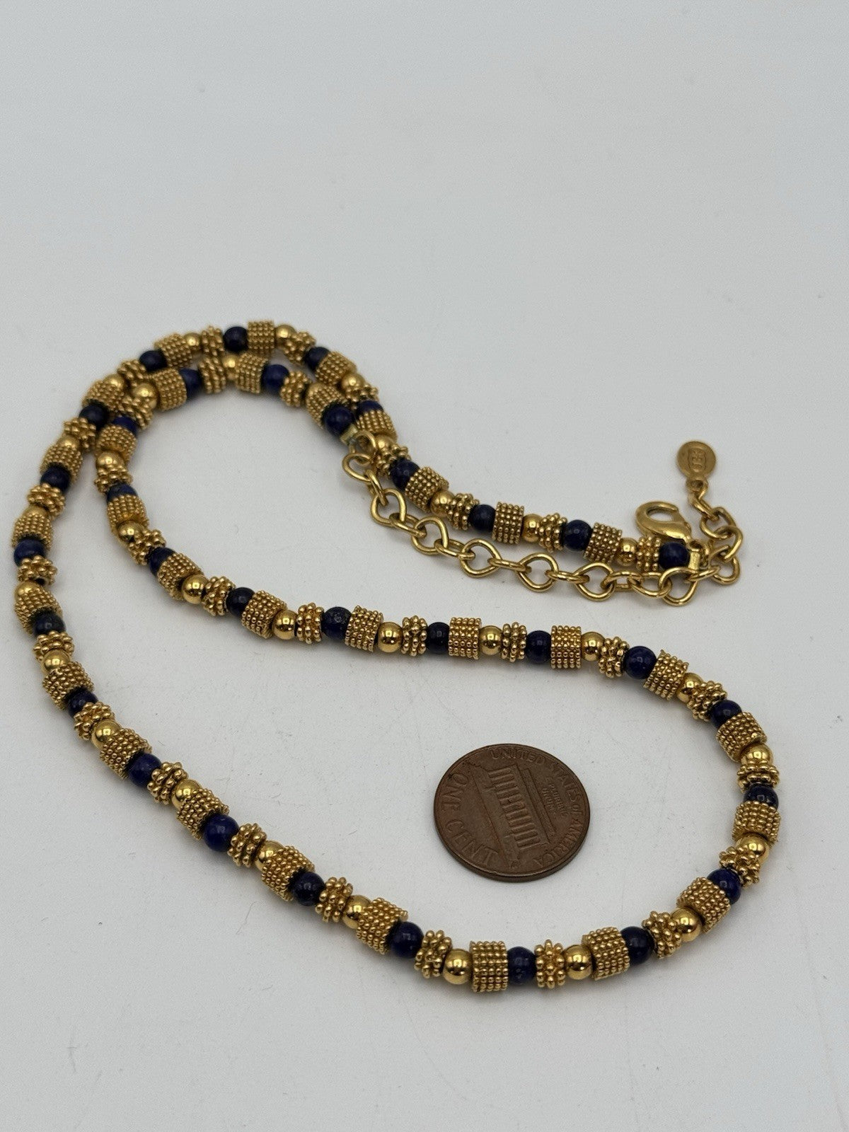 Vintage JBK Lapis Lazuli Gold Plated Beads Necklace Camrose Kross 20”