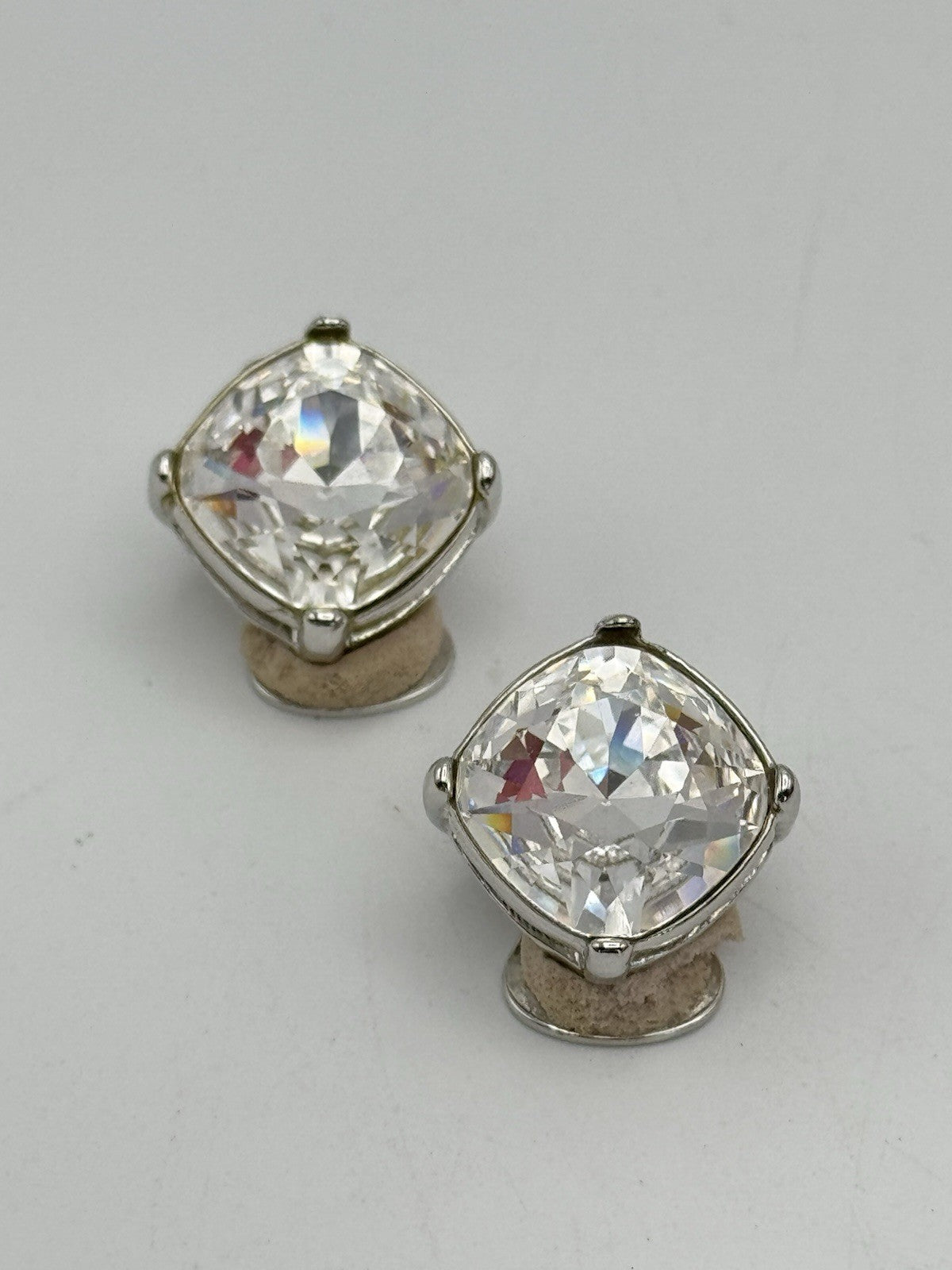 Vintage Kenneth Jay Lane “KJL” Silvertone Rhinestone Earrings ESTATE FIND