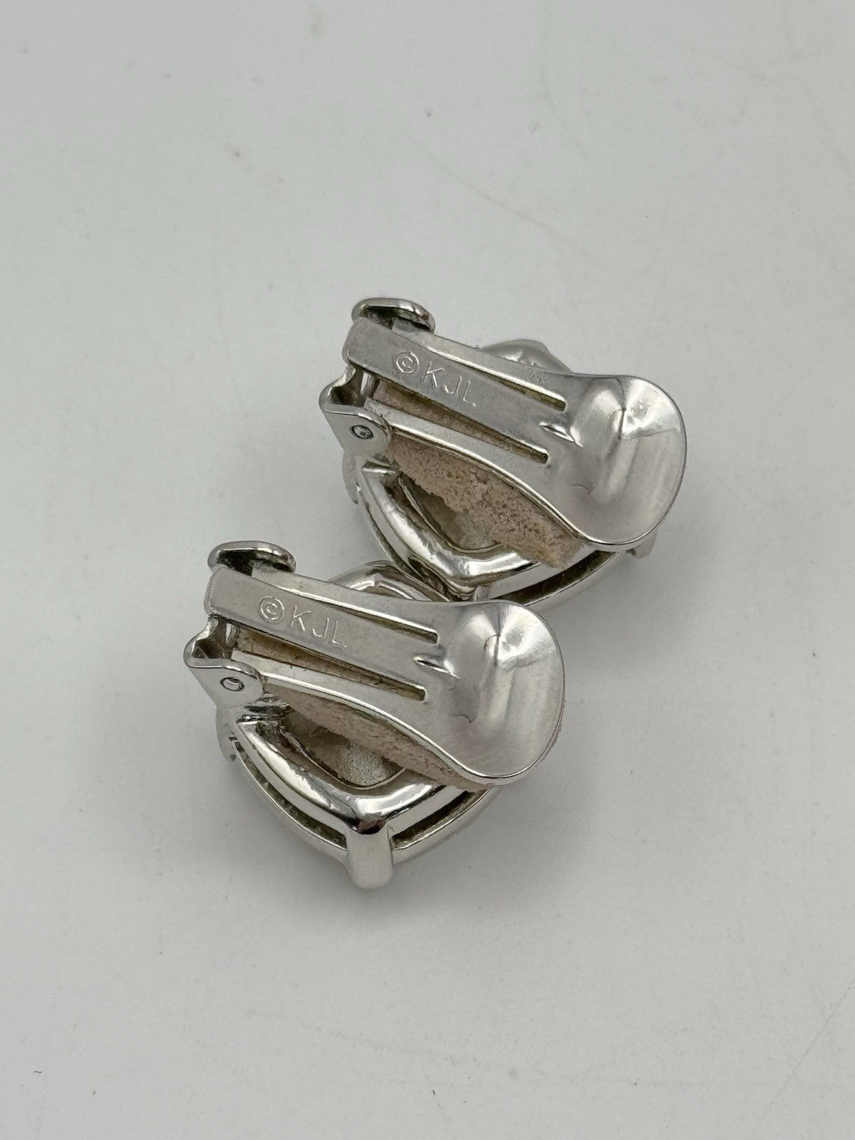 Vintage Kenneth Jay Lane “KJL” Silvertone Rhinestone Earrings ESTATE FIND