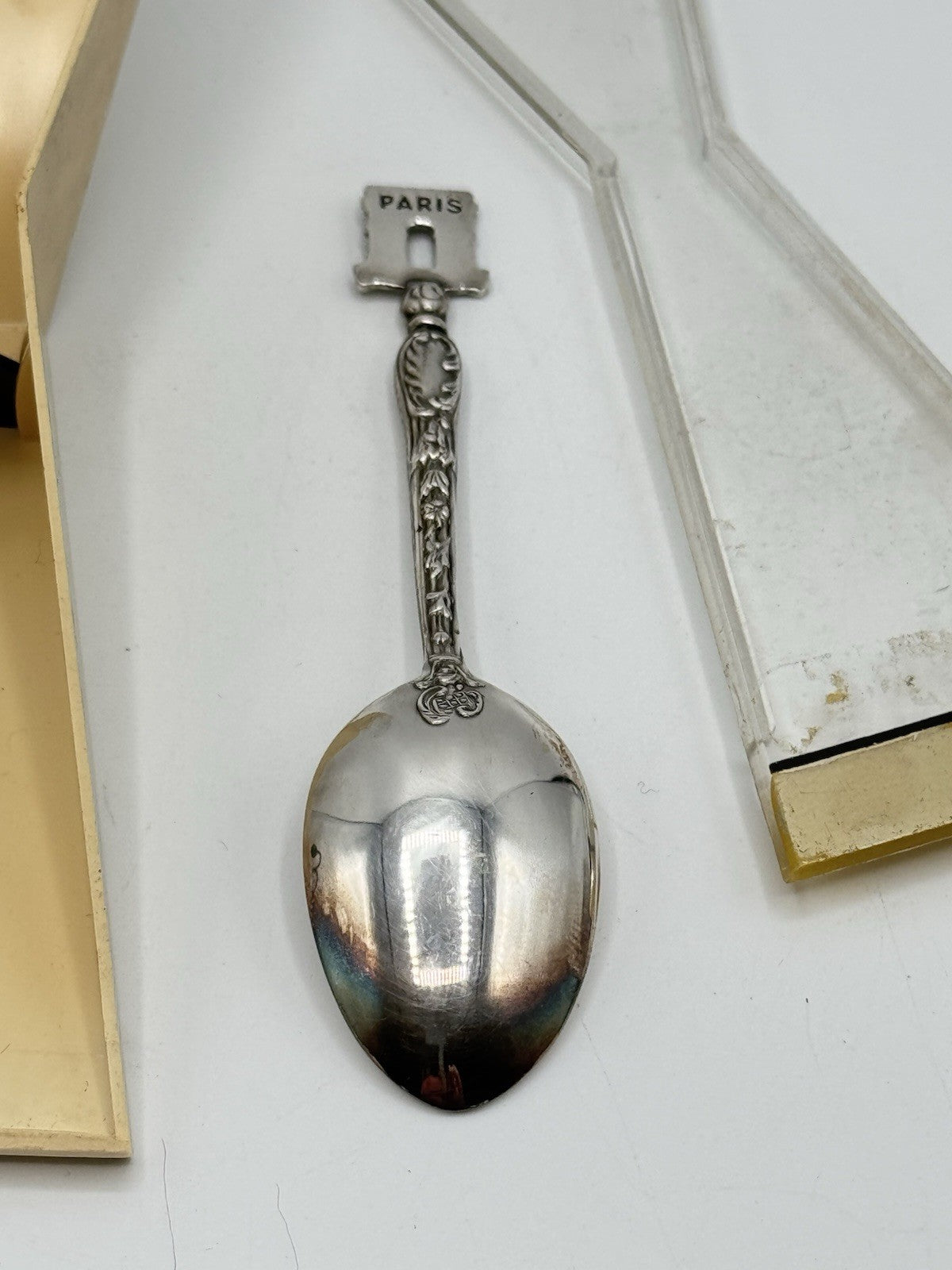 Vintage FRENCH Arc De Triomphe Souvenir Spoon Silverplate In Original Case