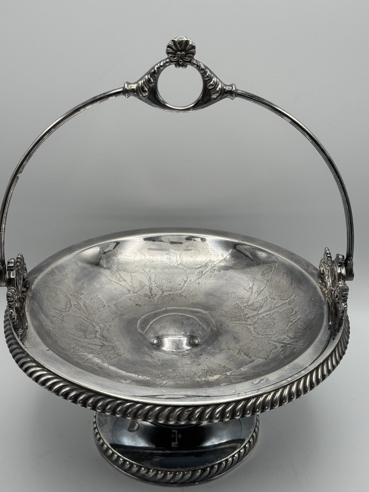 Antique Middleton Silverplate Quadruple Brides Basket Floral Design