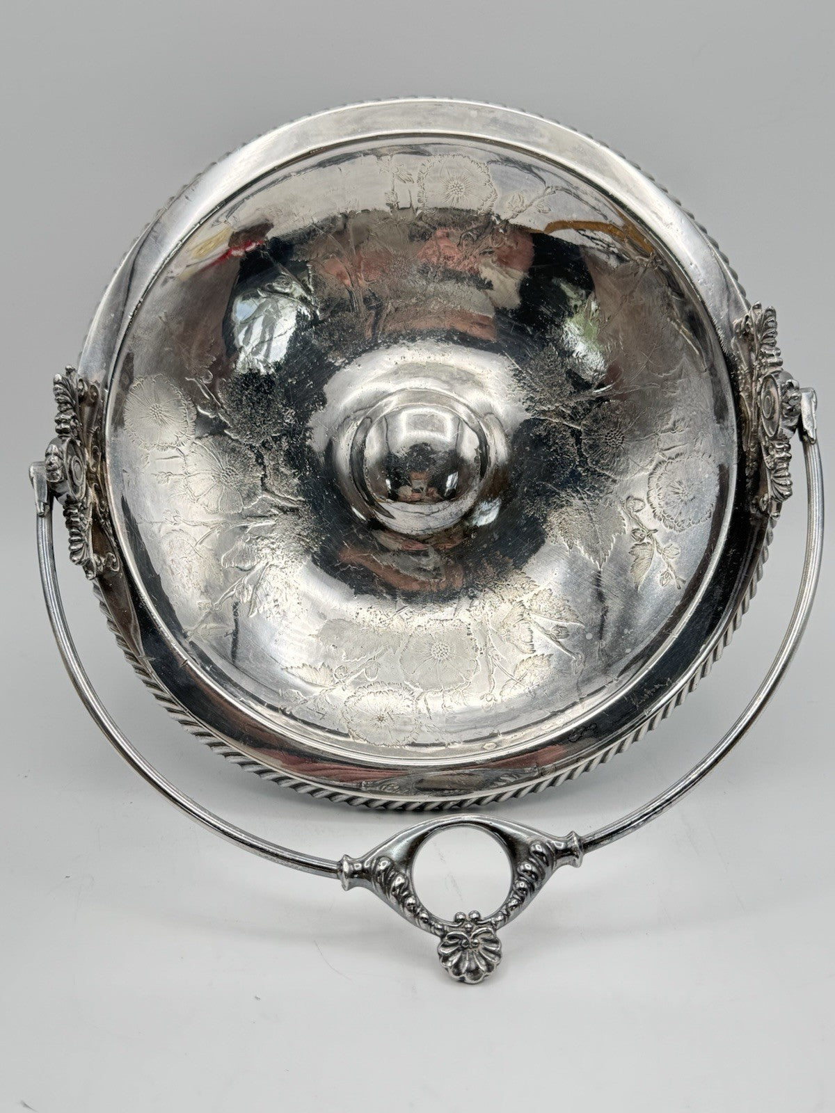 Antique Middleton Silverplate Quadruple Brides Basket Floral Design
