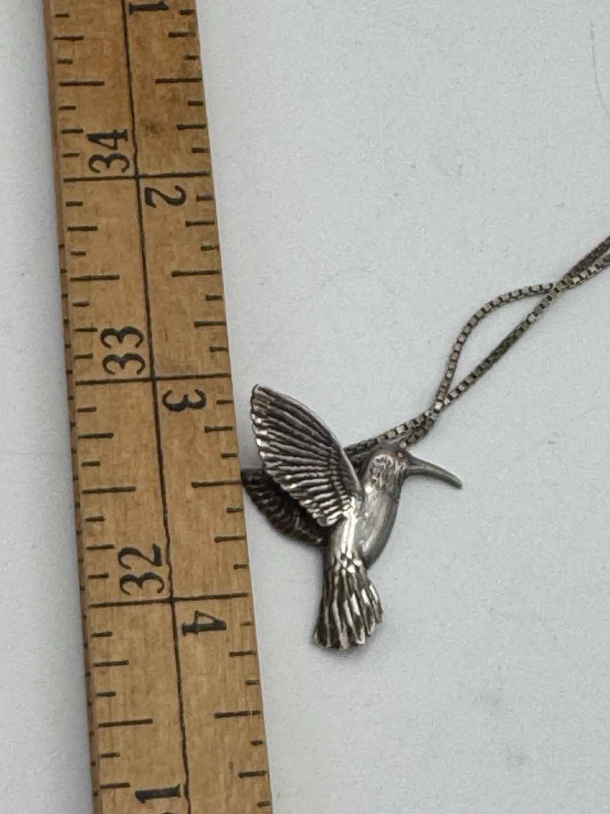 Vintage 925 STERLING Hummingbird Pendant on Sterling Chain 20”