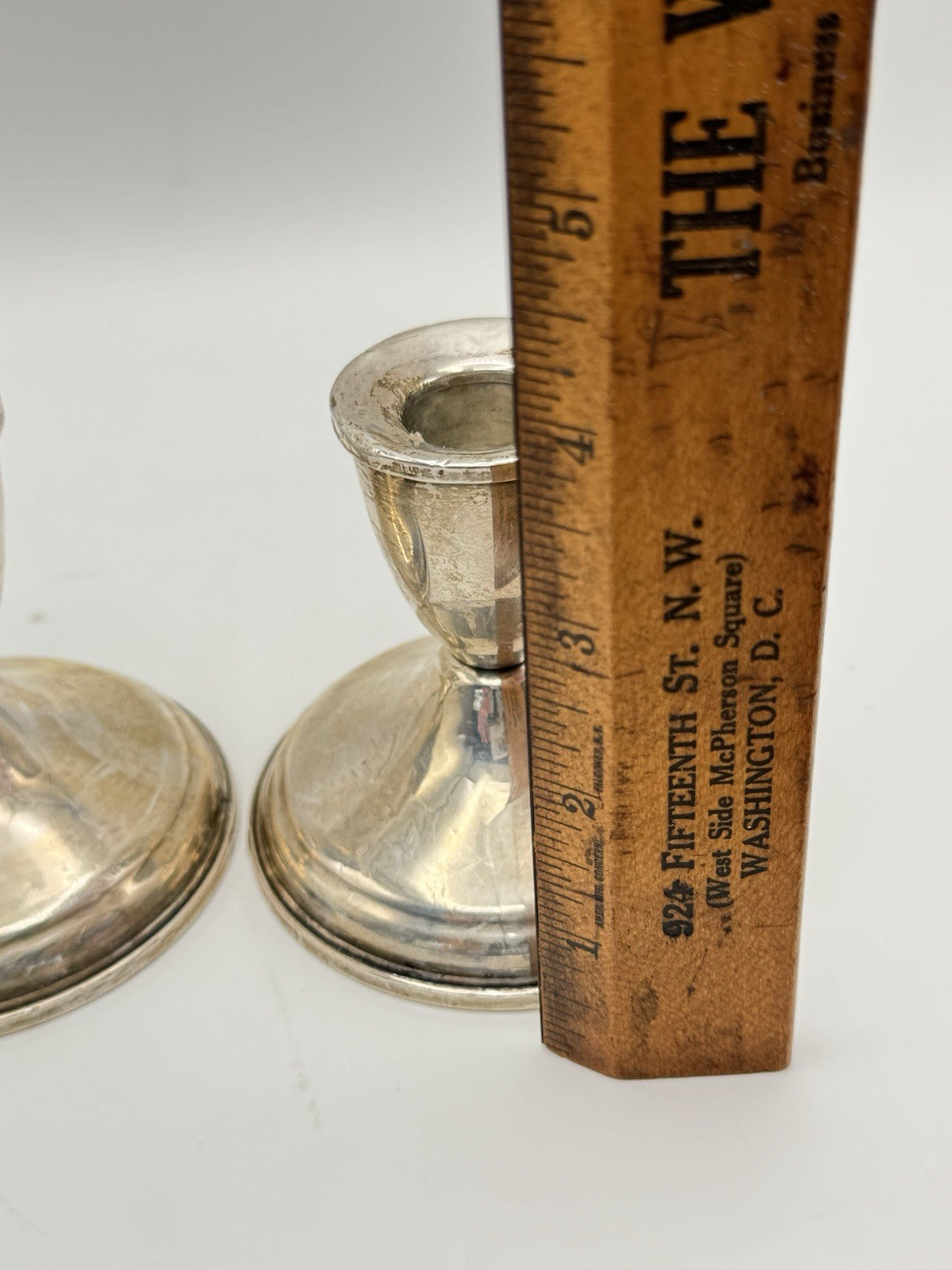 Vintage STERLING Weighted Candlestick Pair Circa 3.75”h ESTATE FIND