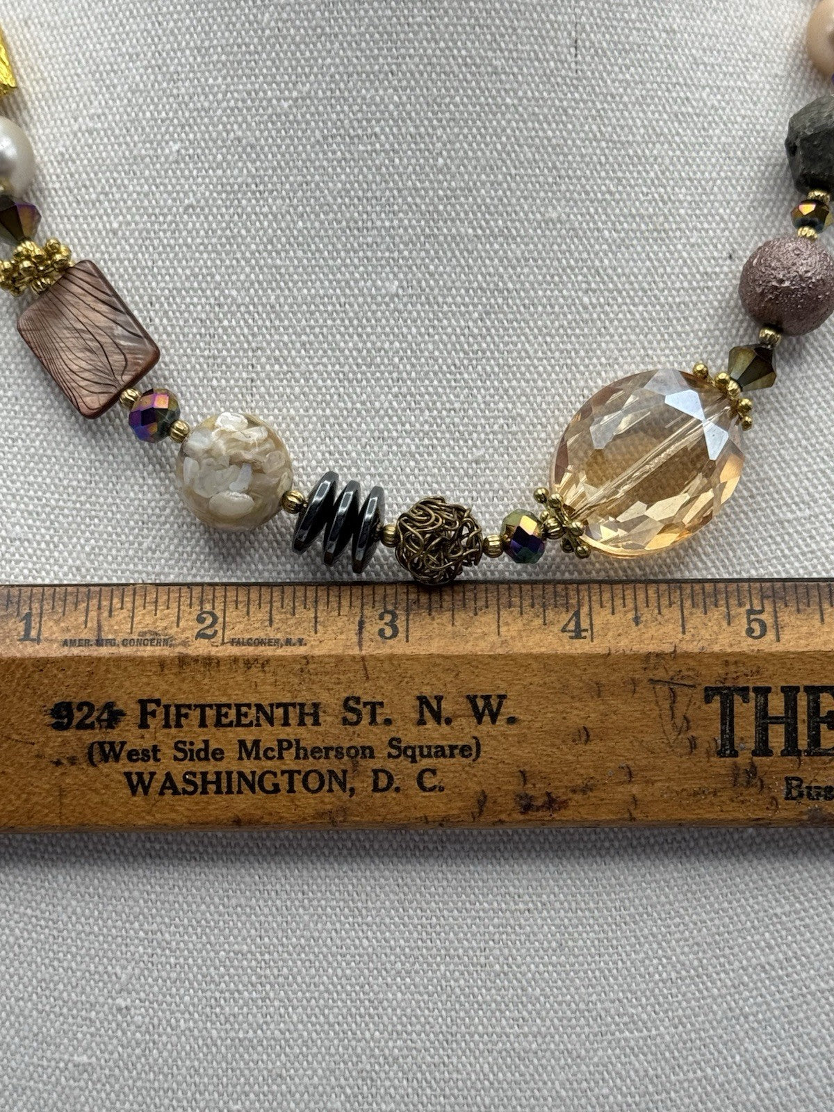 Chunky Mixed Bead Necklace FASHION Statement Goldtone Estate Find