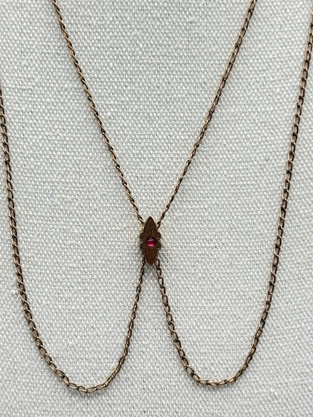 Antique Gold-Filled Chatelaine Slider Watch Chain NECKLACE 46”l SIGNED D&C