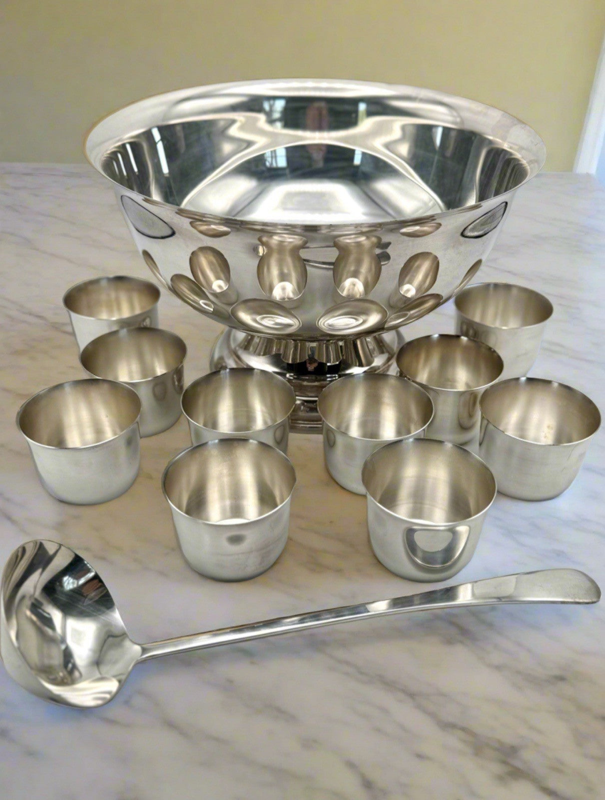12 Pc Punch Bowl Set Sheridan Silverplate 10 Cups & Ladle Taunton Silversmiths