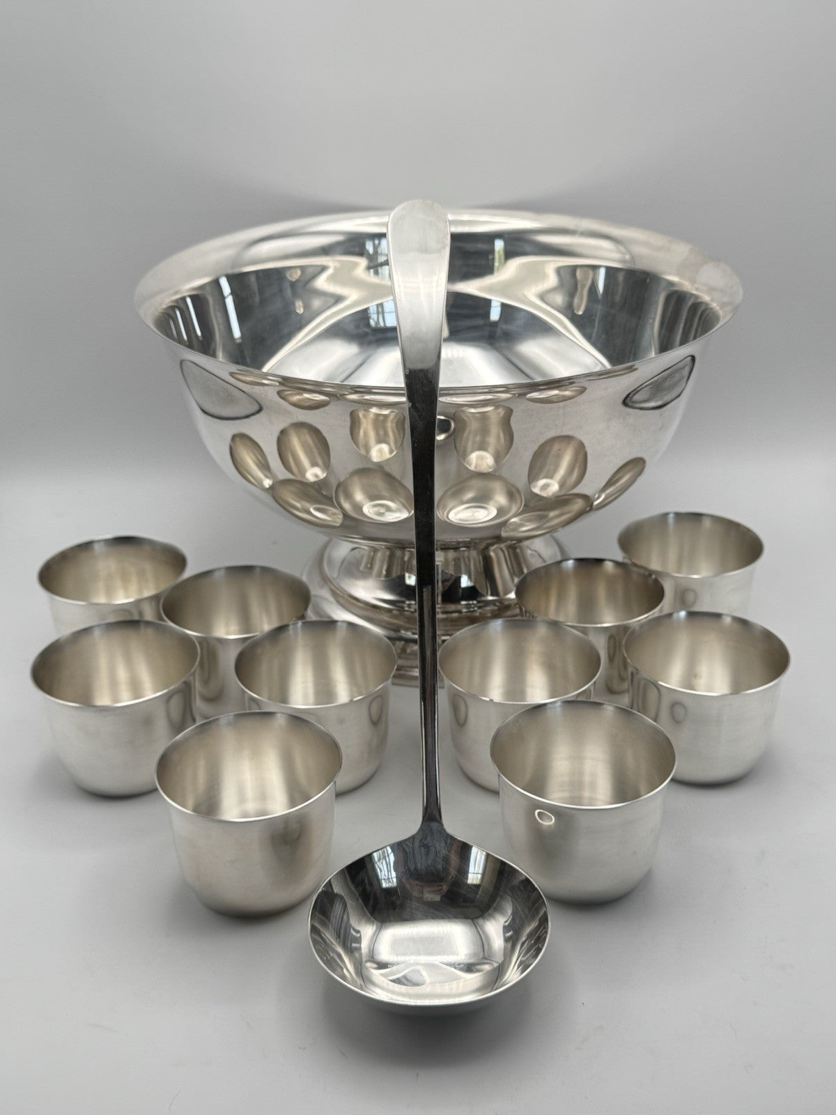 12 Pc Punch Bowl Set Sheridan Silverplate 10 Cups & Ladle Taunton Silversmiths