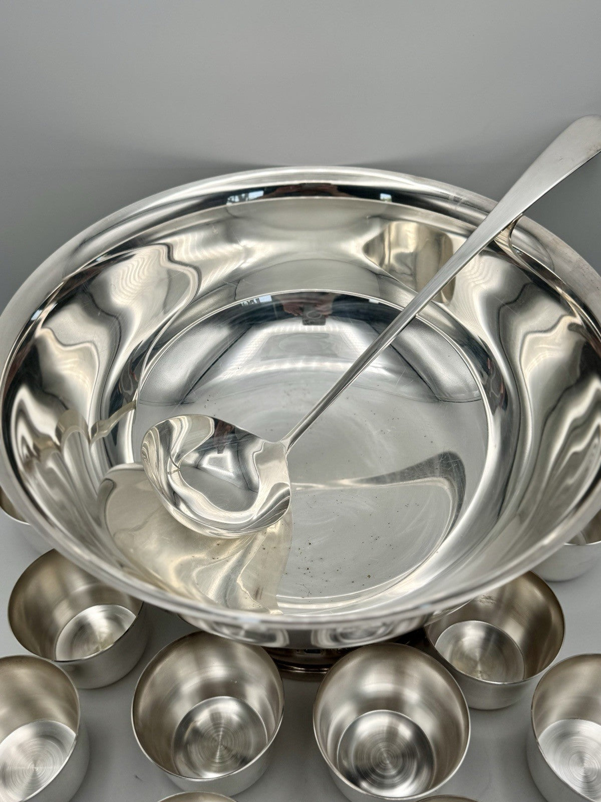 12 Pc Punch Bowl Set Sheridan Silverplate 10 Cups & Ladle Taunton Silversmiths