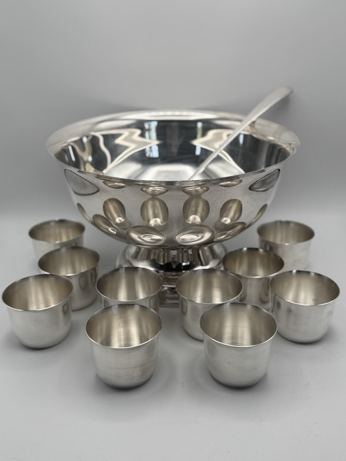 12 Pc Punch Bowl Set Sheridan Silverplate 10 Cups & Ladle Taunton Silversmiths