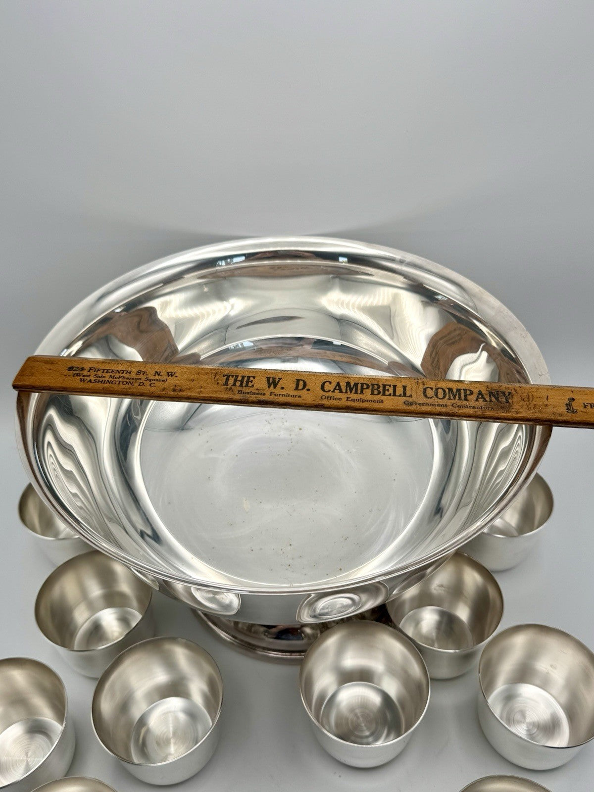 12 Pc Punch Bowl Set Sheridan Silverplate 10 Cups & Ladle Taunton Silversmiths