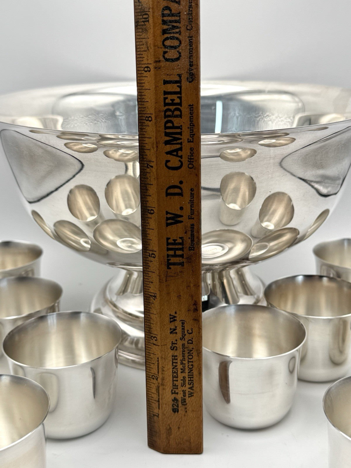 12 Pc Punch Bowl Set Sheridan Silverplate 10 Cups & Ladle Taunton Silversmiths