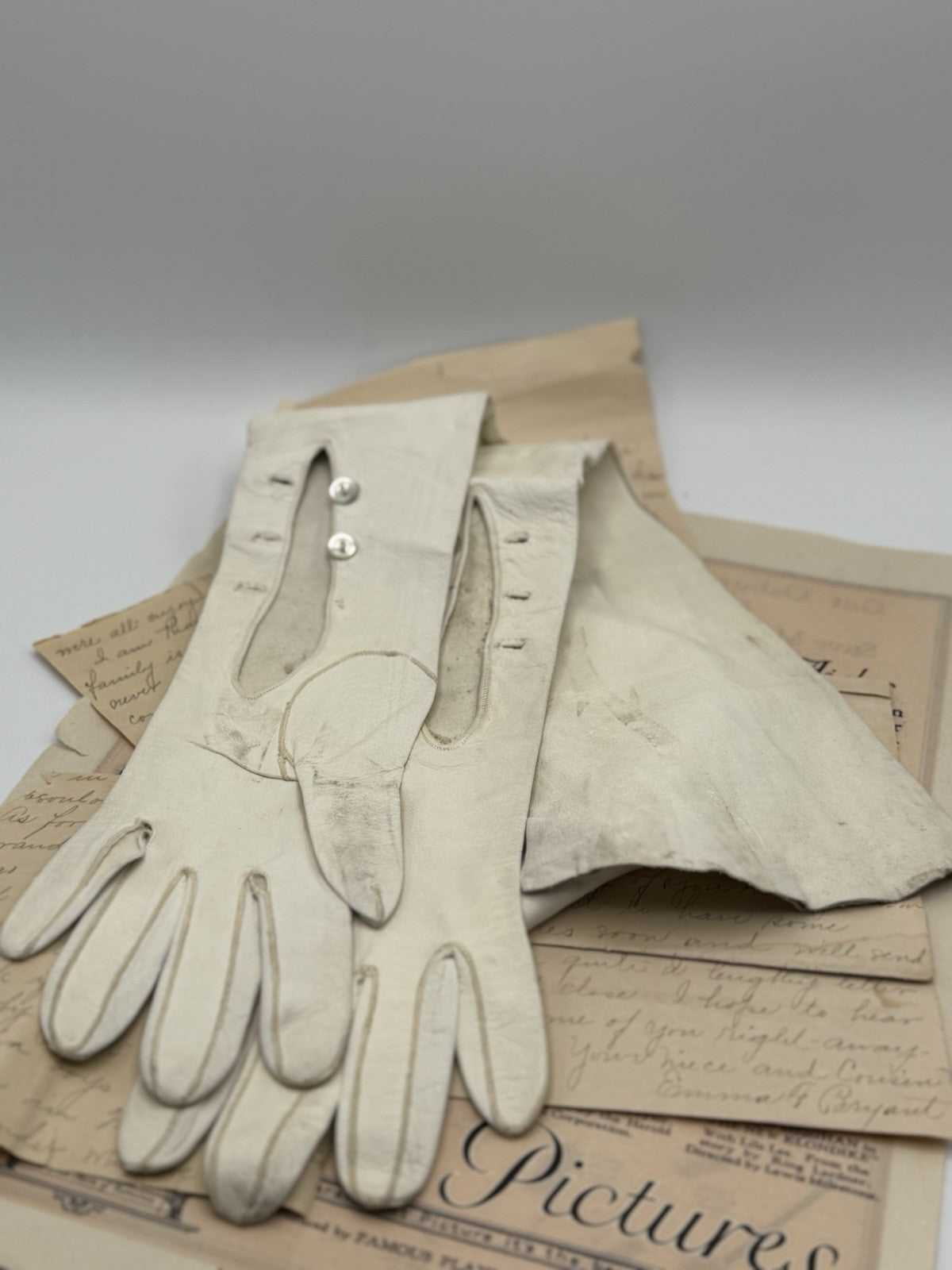 Antique VICTORIAN Style LONG Opera LEATHER GLOVES AS IS‼️