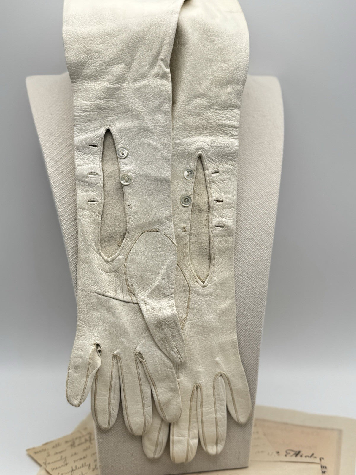 Antique VICTORIAN Style LONG Opera LEATHER GLOVES AS IS‼️