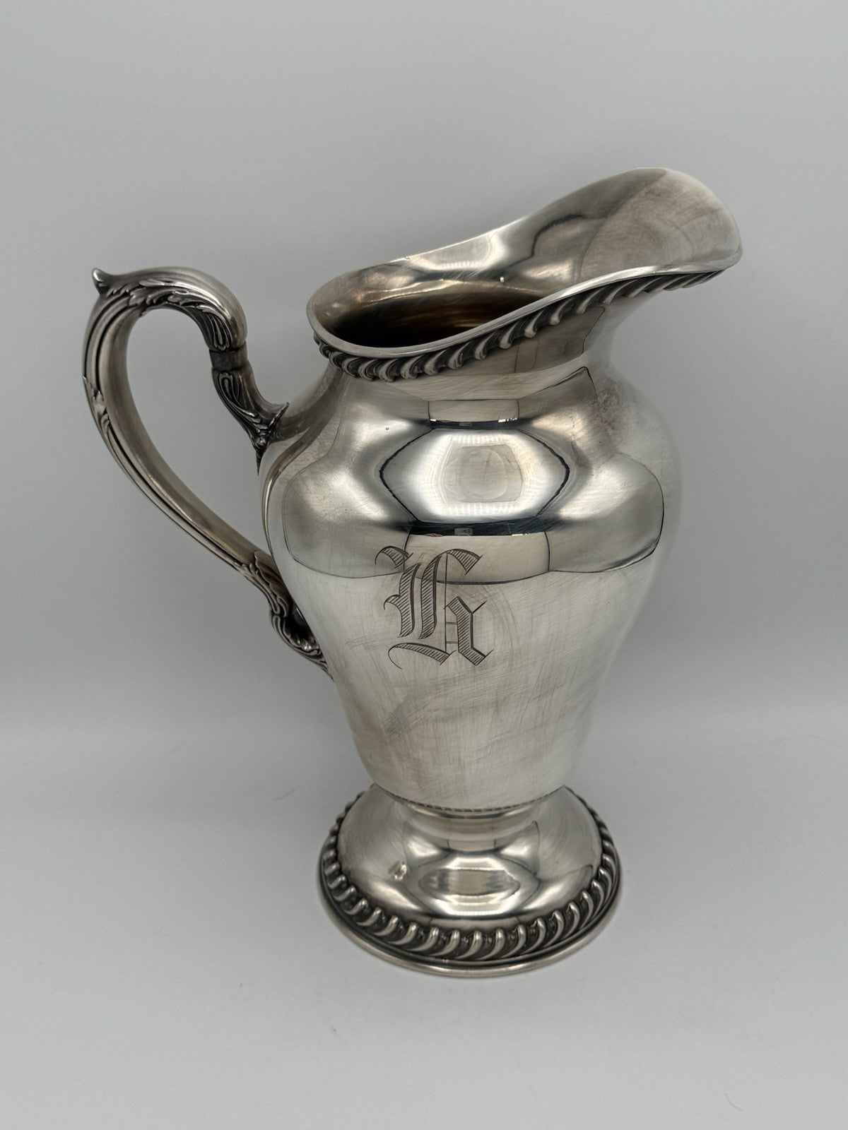 Vintage Silverplate Wilcox Pitcher Monogram ASHLEY 10”h