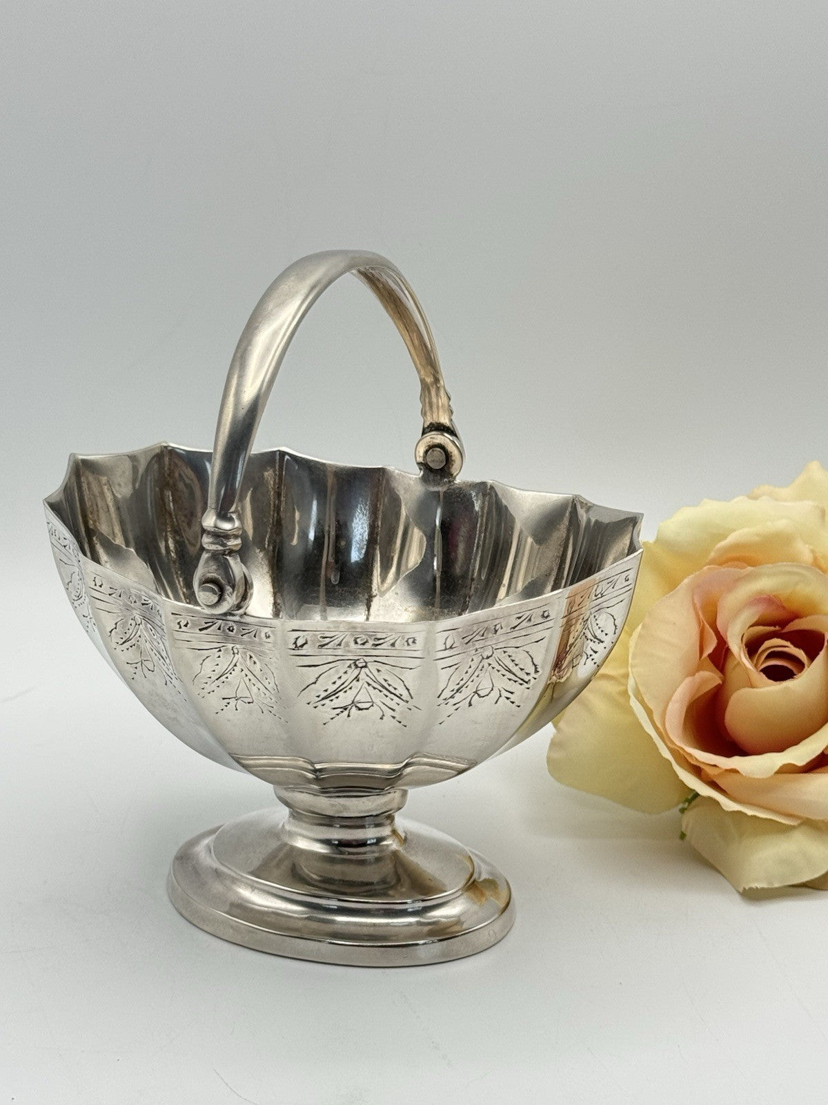 Vintage Silverplate Sugar Basket Estate Find