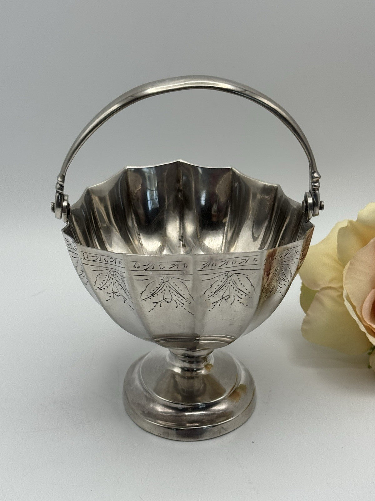Vintage Silverplate Sugar Basket Estate Find