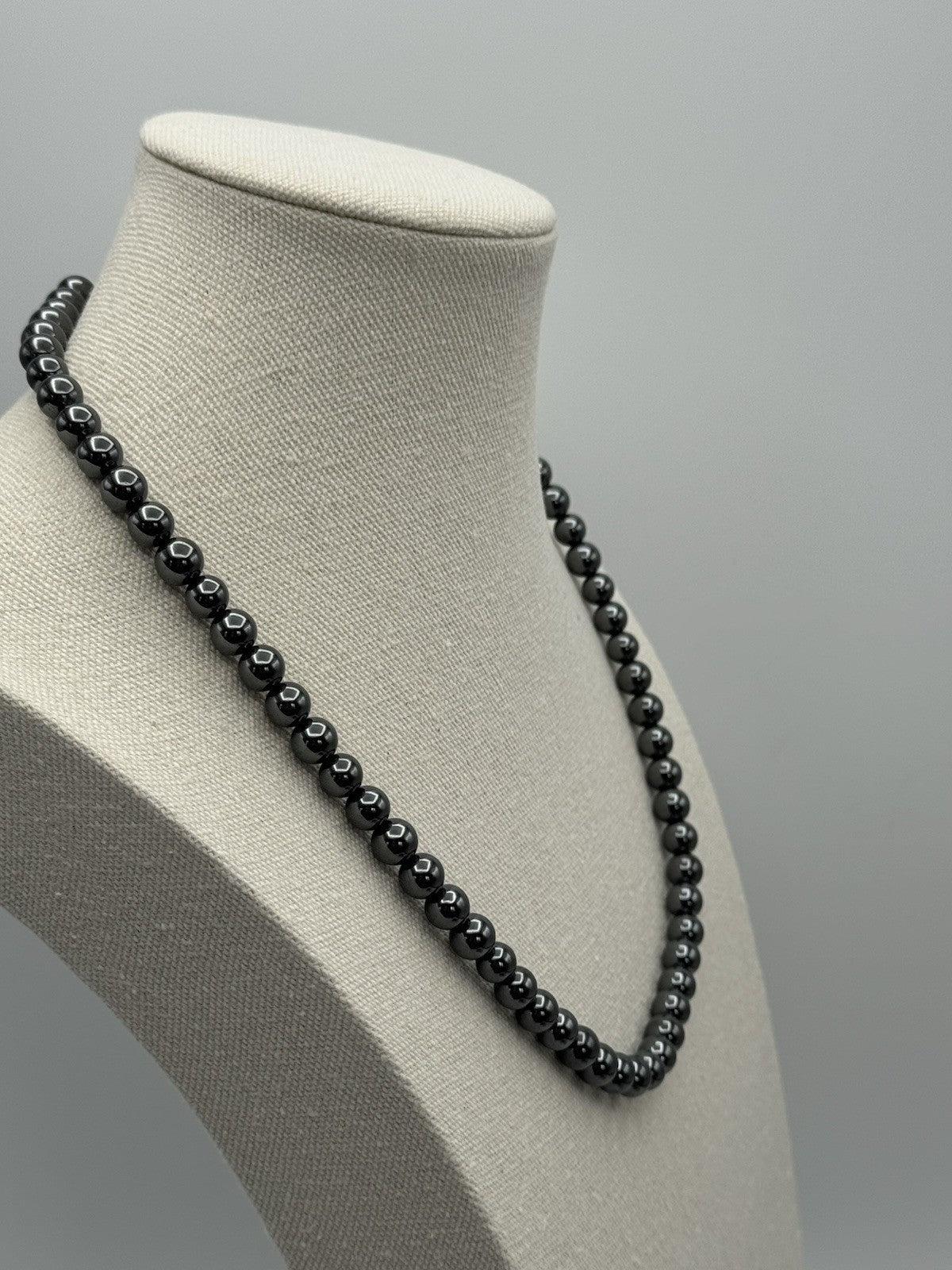 Vintage Hematite Beaded Necklace 21”l Estate Find