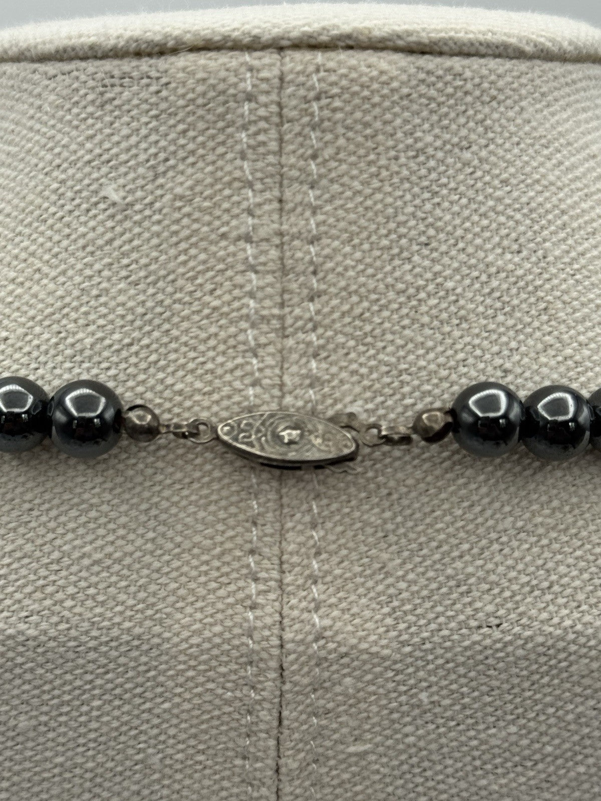 Vintage Hematite Beaded Necklace 21”l Estate Find