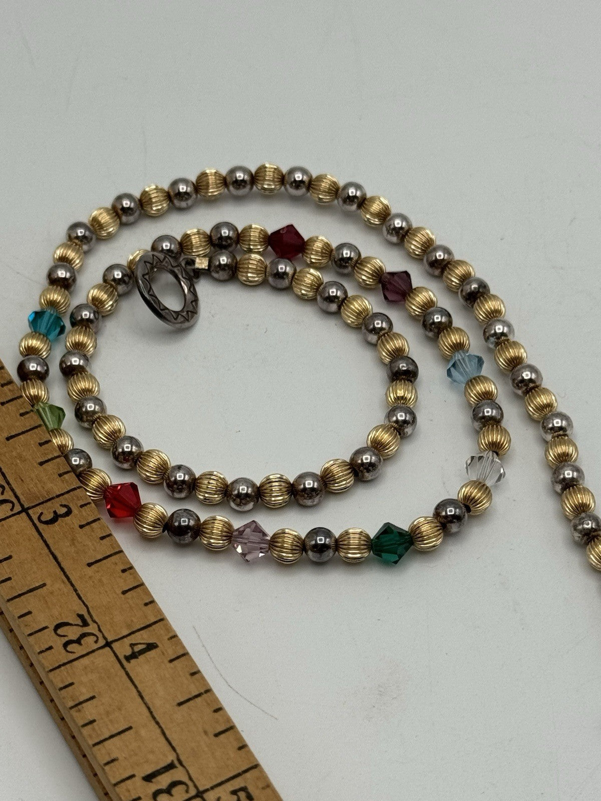 Vintage Beaded Single Strand Necklace Multi Media 20”