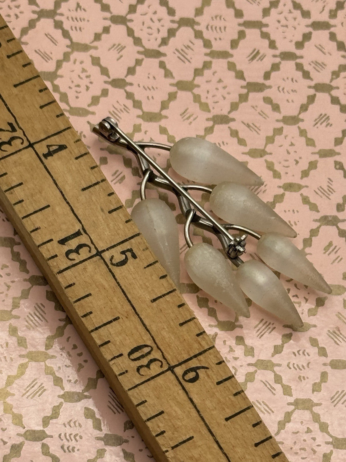 Vintage Silvertone Brooch Lucite Branch Tear Drops
