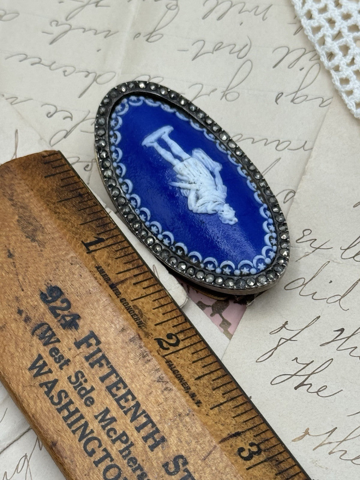 Antique Jasper Ware Etruria Steel Buckle Roman Centurion Design RARE
