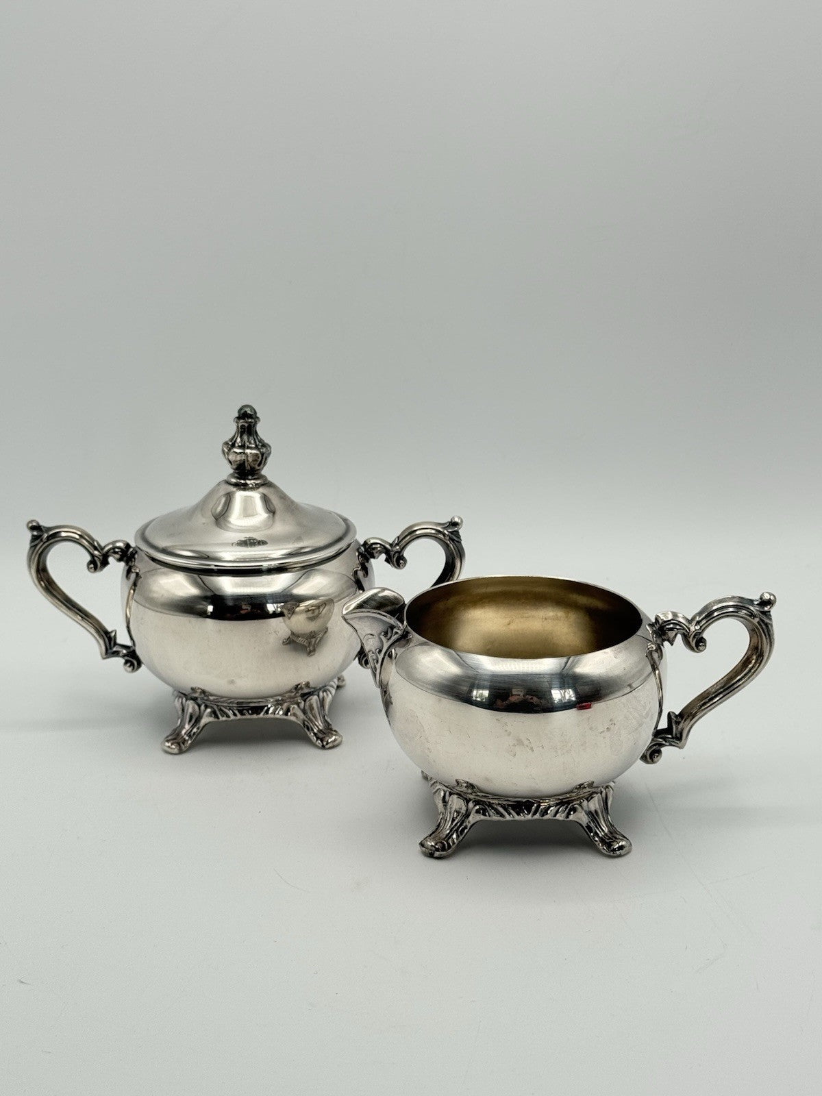 Vintage Silverplate Creamer & Sugar Bowl Set Victorian Style ESTATE FIND