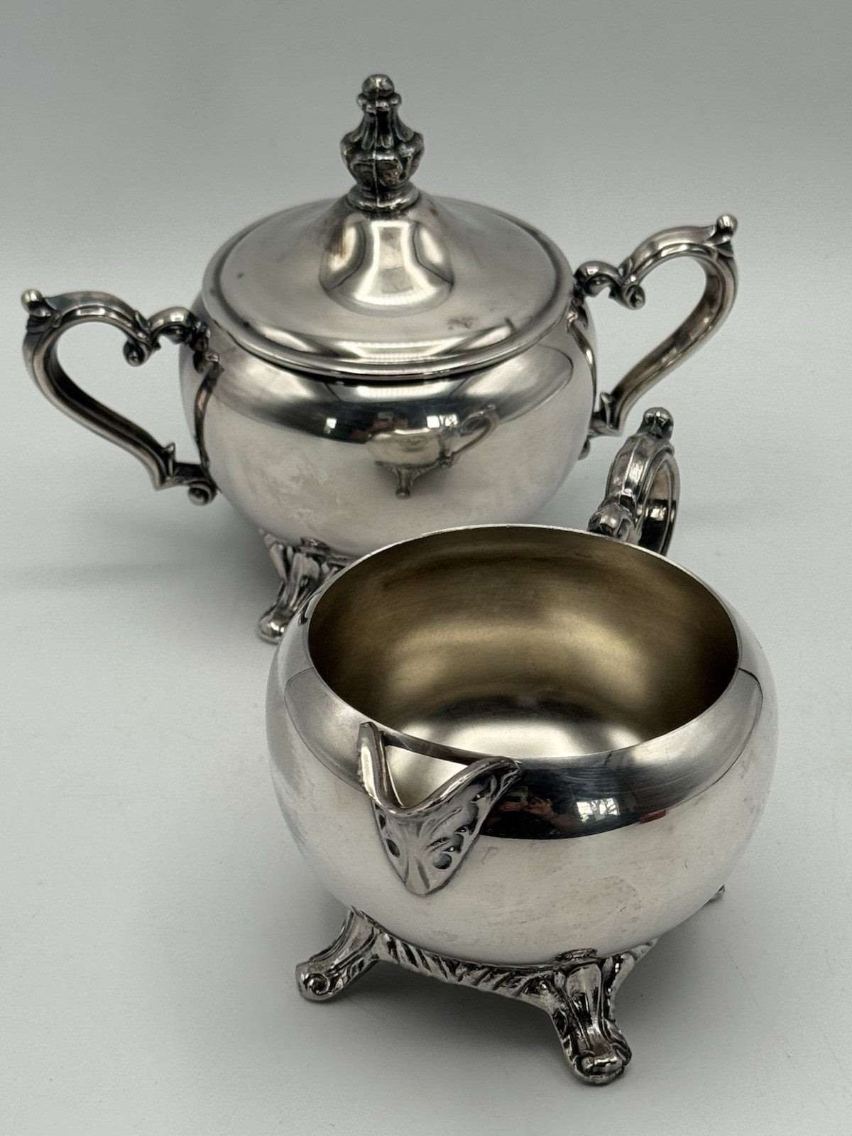 Vintage Silverplate Creamer & Sugar Bowl Set Victorian Style ESTATE FIND