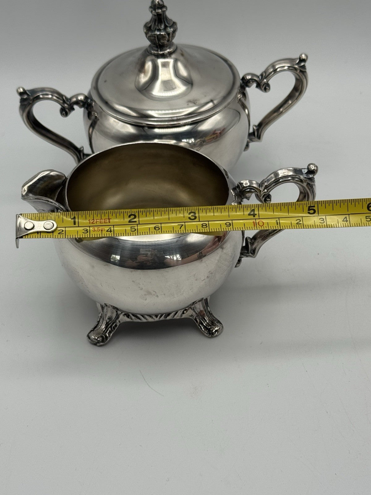 Vintage Silverplate Creamer & Sugar Bowl Set Victorian Style ESTATE FIND