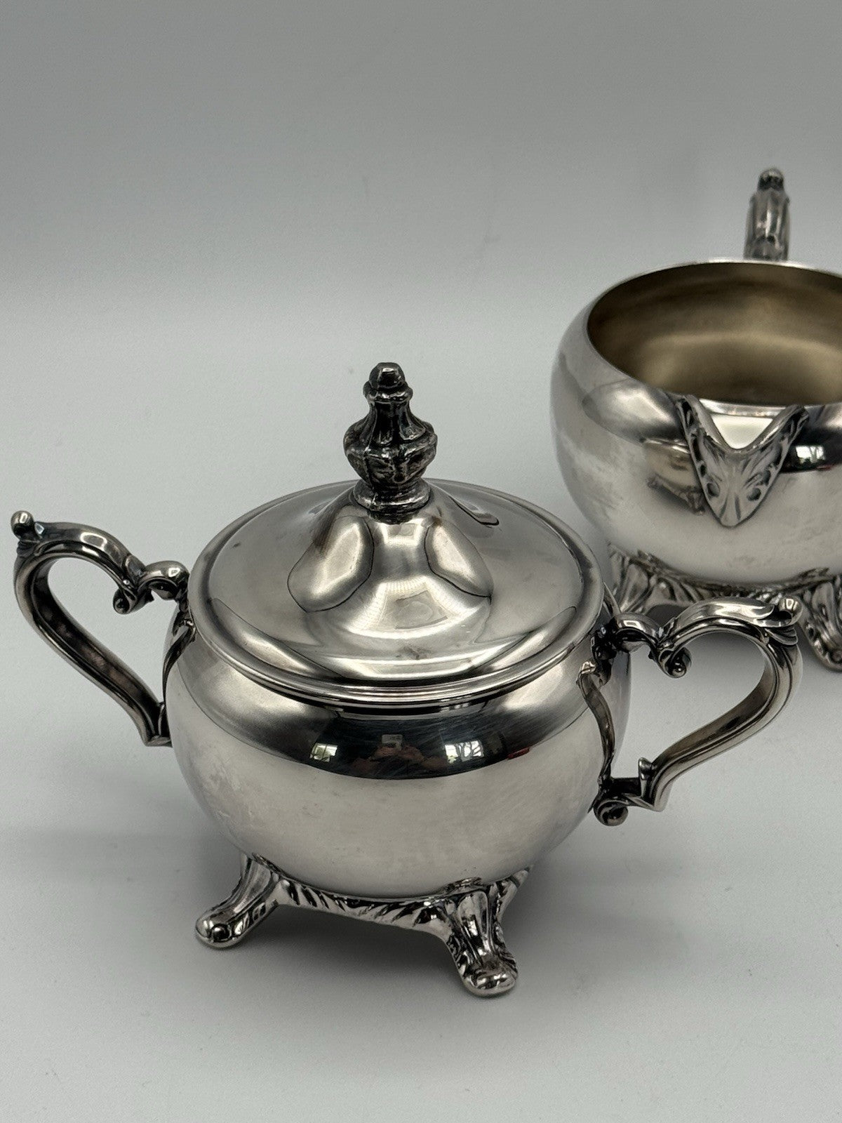 Vintage Silverplate Creamer & Sugar Bowl Set Victorian Style ESTATE FIND
